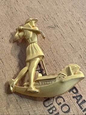 Gold-Tone Female Golfer Brooch Pin